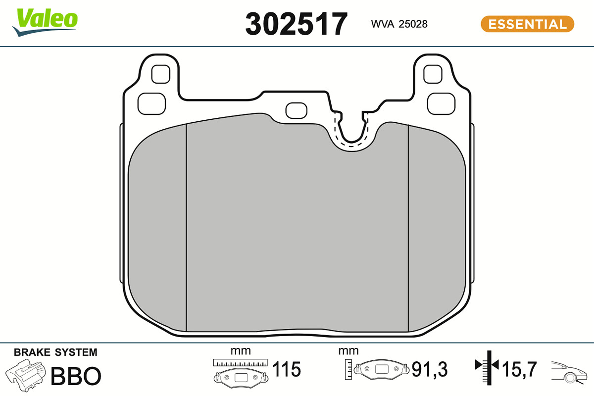 Jeu de 4 plaquettes de frein VALEO ref. 302517